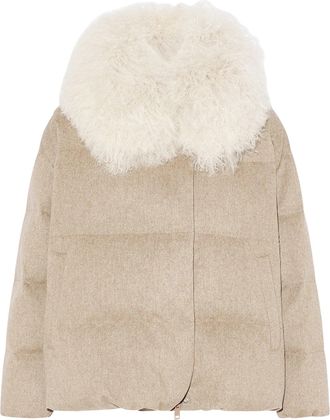 Yves Salomon Beige Doudoune Cashmere Down Coat