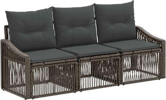 vidaXL Conjunto De Sof&aacute;s De Jard&iacute;n 3 Uds. Gris Rat&aacute;n Sint&eacute;tico Vidaxl