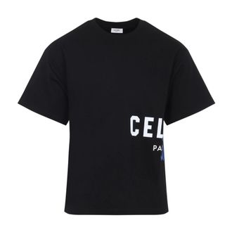 Celine T-Shirts, male, Black, Size: S T-Shirt in Cotton Jersey
