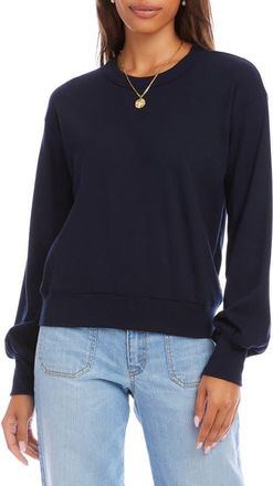 Karen Kane Rib Trim Sweatshirt in Navy at Nordstrom, Size X-Small