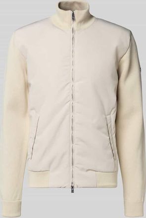 HUGO BOSS Regular Fit Strickjacke aus reiner Baumwolle Modell IBAIO in Offwhite, Größe XXXL