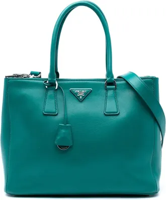 Prada 2000-2025 Large City Calf Galleria Double Zip satchel - women - Calf Leather - One Size - Green