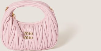 Miu Miu Wander Matelass&eacute; Nappa Leather Hobo Mini-bag, Woman, Alabaster Pink