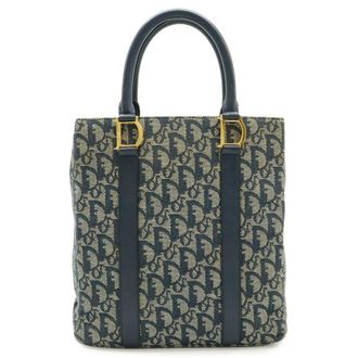 Dior Navy Leather Handbag Tote Bag (Pre-Owned)