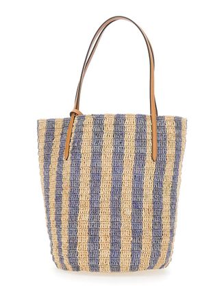 Valentino Garavani Womens Bucket Bag Vlogo Signature Beige Raffia Tote