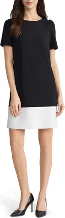 Kasper Colorblock Shift Dress in Black/Lily White at Nordstrom, Size 14