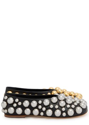 A.W.A.K.E Mode Dora Studded Leather Flats - Black - 36 (IT36 / UK3)