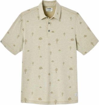 Linksoul Linksoul Astoria Polo Shirts Mens Green Printed Cotton Short Sleeve SRT462