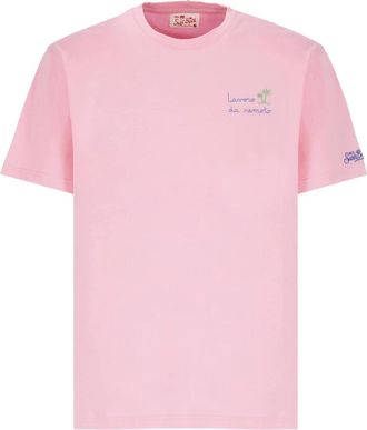 Saint Barth Roze Katoenen T-shirt met Borduurwerk - Heren - T-shirts - Roze - S - Katoen - Tops
