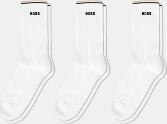HUGO BOSS Mens BOSS Orange Mens 3-Pack Cotton-Blend Short Socks with Logos - White 100 - Size: 6/6.5/7.5/7/11/10/8/8.5/12/9.5/9/11.5/10.5