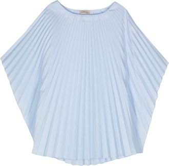 Blanca Vita boat-neck pleated blouse - women - Polyester/Cotton - 38 - Blue