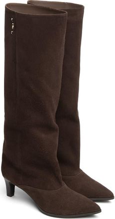 Nero Giardini Cuff Pointed Toe Knee High Boot in Chocolate at Nordstrom, Size 38
