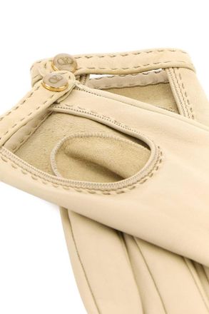 Valentino Garavani Womens Ivory Leather Gloves Butterwhitebeigeoro Exterior: Lamb Guanti