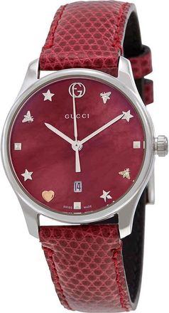 Gucci G-Timeless Red Mother of Pearl Dial Ladies Watch YA126584