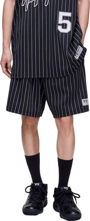 Yohji Yamamoto Mesh Pinstripe Shorts in Black at Nordstrom, Size Xx-Large