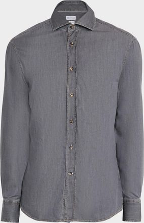 Brunello Cucinelli Mens Denim Slim-Fit Shirt
