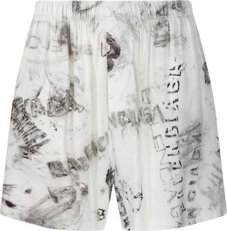 Balenciaga Printed Shorts - Heren - Korte Broeken - Grijs - L - Nylon - Korte Broeken