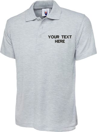Generic Personalised Embroidered Your Text UC124 Polo Tshirt, Work Wear Any Text Uneek Olympic Polo Uniform Tee Top (HeatherGrey, 3XL, 3X_l)