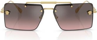 Versace 60mm Gradient Rectangular Sunglasses in Gold at Nordstrom