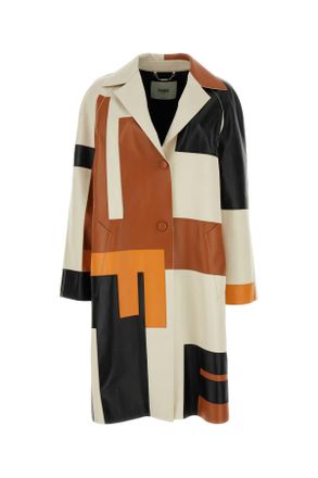Fendi Womens Multicolor Nappa Leather Overcoat - Ivory Sheepskin - Size EU 36 (Womens)