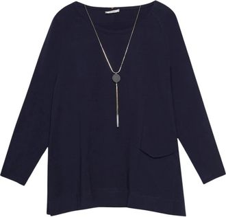 Elena Miro Ronde hals T-shirt - Dames - Longsleeves - Blauw - S - Tops