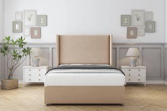 Comfort Beds Madrid Plush Divan Base No Drawers - 54 Wingback in Stone | Size: Single