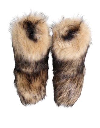 Dolce & Gabbana Brown Faux Skim Ski Fur Men Short Boots Shoes 78+ma