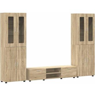 vidaXL TV Cabinet Set with Drawer with Door Sonoma Oak Engineered Wood vidaXL