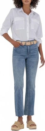 Kut from the Kloth Kelsey High Rise Ankle Flare Jeans In Acceptance With Light Base Wash