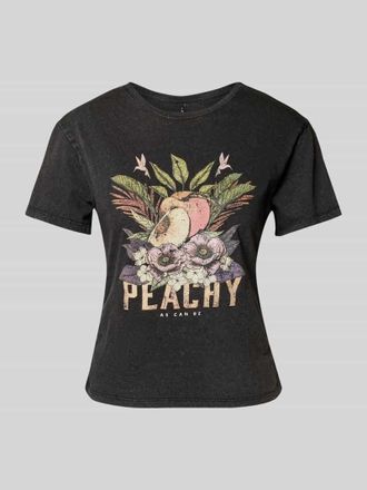 Only Regular Fit T-Shirt aus reiner Baumwolle Modell LUCY LIFE in Black, Gr&ouml;&szlig;e M