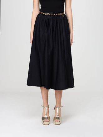 Elisabetta Franchi Cotton Midi Skirt with Chain