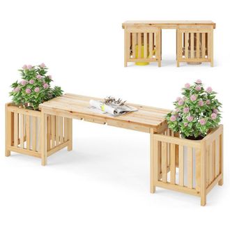 Costway Fioriere da Giardino in Legno, Fioriere con Panchina per 2 Persone, Struttura in Legno di Abete, Ideale per Patio, Giardino e Cortile, 173 x