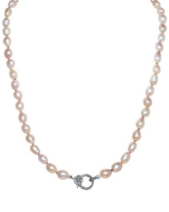 Margo Morrison Silver 0.57 Ct. Tw. Diamond & 7-8Mm Pearl Necklace