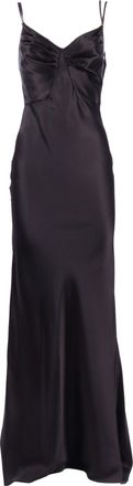 Elisabetta Franchi Black Satin Ruched Maxi Dress