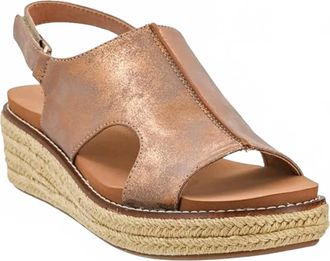 Corkys Footwear Womens Ready Or Not Woven Wedge Sandals In Bronze Metallic