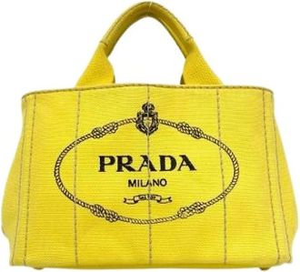 Prada Pre-owned Canapa Canvas 2way Tas - Dames - Vintage Shopper - Geel - ONE Size - Vintage