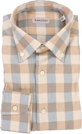 Ravazzolo Mens Apres Ski Luxury Flannel Sport Shirt In Beige