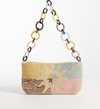 Never Fully Dressed Womens Soleil Beaded Clutch Bag In Cream