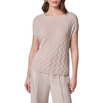 DKNY Texture Short Sleeve Sweater in Sisal at Nordstrom, Size X-Small