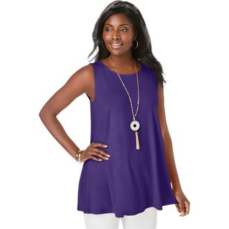 Jessica London Stretch Knit Sleeveless Swing Tunic in Midnight Violet at Nordstrom, Size 32