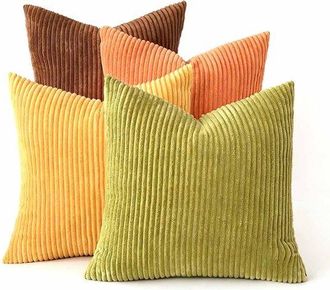OEM Funda De Almohada - 45x45cm - Juego De 4 Piezas - Pana - Ideal Para La Sala De Estar - Estilo B