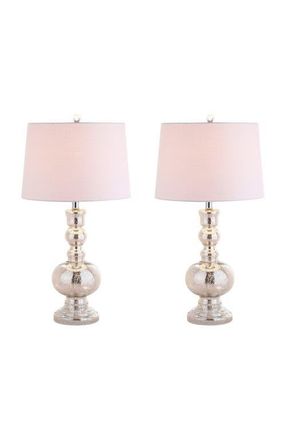 Jonathan Y Designs Genie 28.5 Glass LED Table Lamp in Mercury Silver at Nordstrom