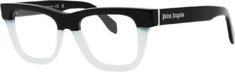Palm Angels Eyeglasses Square Full Rim, Black Light Blue Frame And Clear Demo Lenses Lens Perj012Style124000