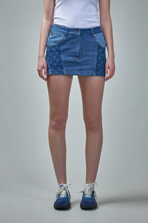 Marine Serre Regenerated Denim Mini Skirt