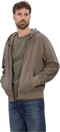 G-Star Hoodies & sweatvesten, Heren, Grijs, M, Katoen, Unit Washed Full Zip Hooded Sweater