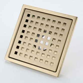 OEM Duschablauf Gold Edelstahl Quadratisch 15x15cm Duschablauf Bodenablauf Bodenablauf Mit Bodenablaufabdeckung, Messing-desodorierungskern, Geb&uuml;rstetes G