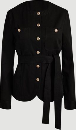 Karen Millen Womens Cotton Utility Button Detail Tie Waist Shirt - Black Lyocell - Size 12 UK