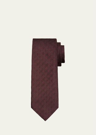 Tom Ford Mens Tonal Houndstooth Silk Tie