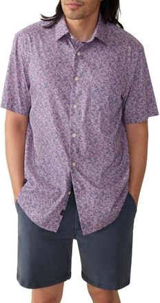 Faherty Movement Monterrey Short Sleeve Button-Up Shirt in Lavender Sky Canopy at Nordstrom Rack, Size Small