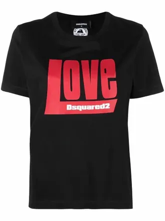 Dsquared2 Womens Love Logo Graphic T-Shirt In Black